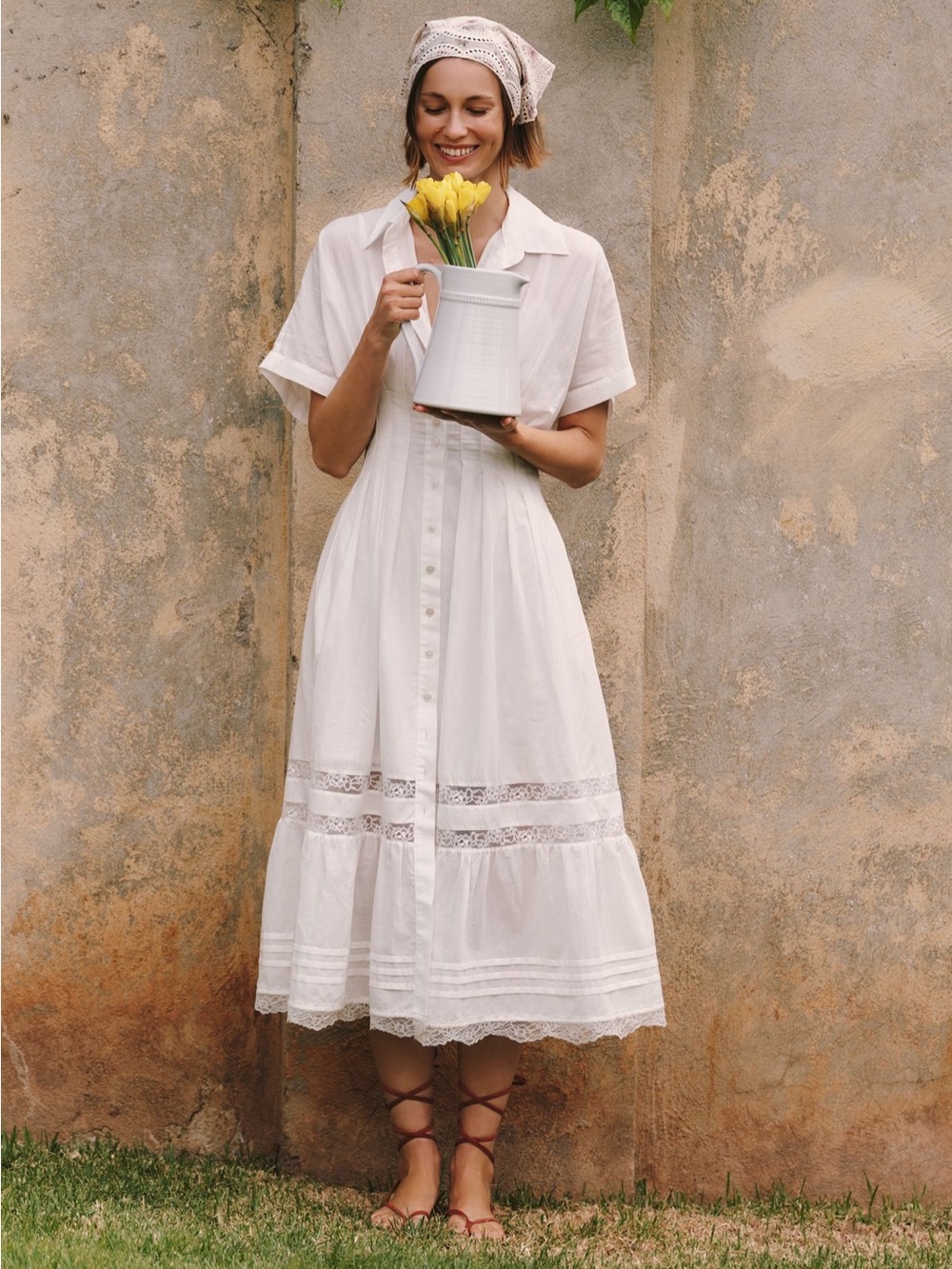 Exquise Tobie Short sleeve collard midi dress